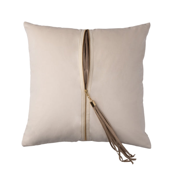 Ivory/Birch Velvet UnZipped Pillow, front view