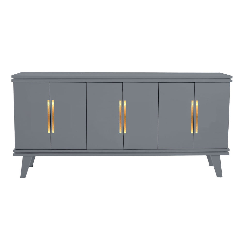 Pebble Gray Rochelle Credenza with Linear Long, front view