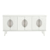 Warm White Rochelle Credenza with Burst Long, front view
