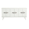 Warm White Rochelle Credenza with Polished Nickel Demi Fleur Large, front view