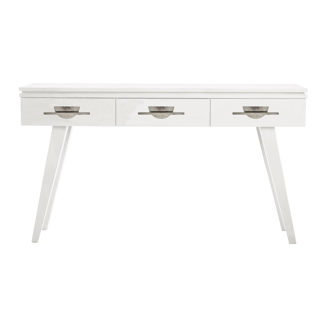 Warm White Rochelle Console with Eclipse Long, front view