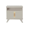 Light Taupe Rochelle Nightstand with Linear Long, front view