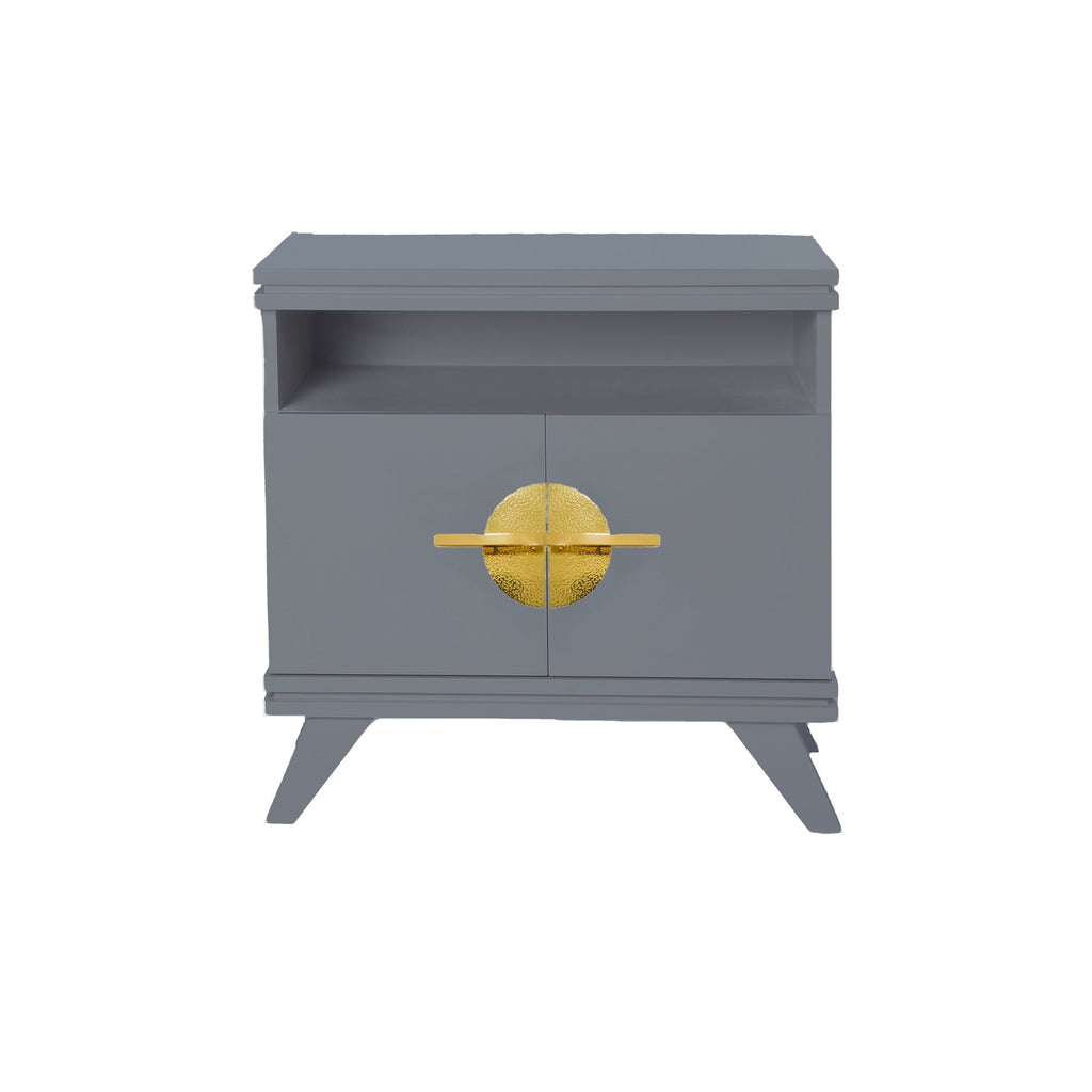 Pebble Gray Rochelle Nightstand with Eclipse, front view