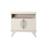 Warm White Rochelle Nighstand with Polished Nickel Burst Long, front view