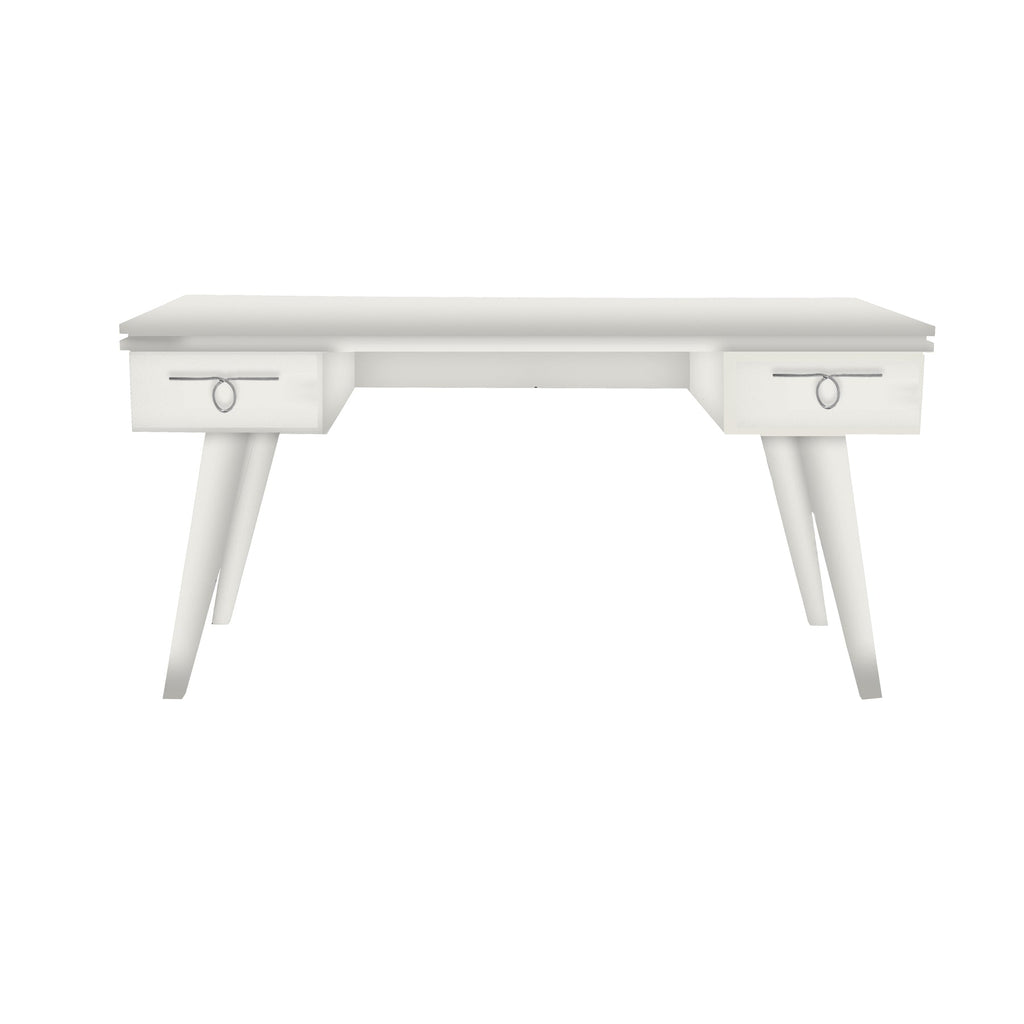 Warm White Rochelle Writing Desk with Looped Small, front view