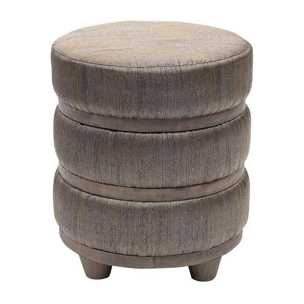 Triple Banded Brown LB Ottoman, front view