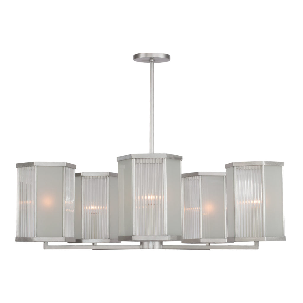 Brushed Silver Edge 5-Arm Chandelier, front view