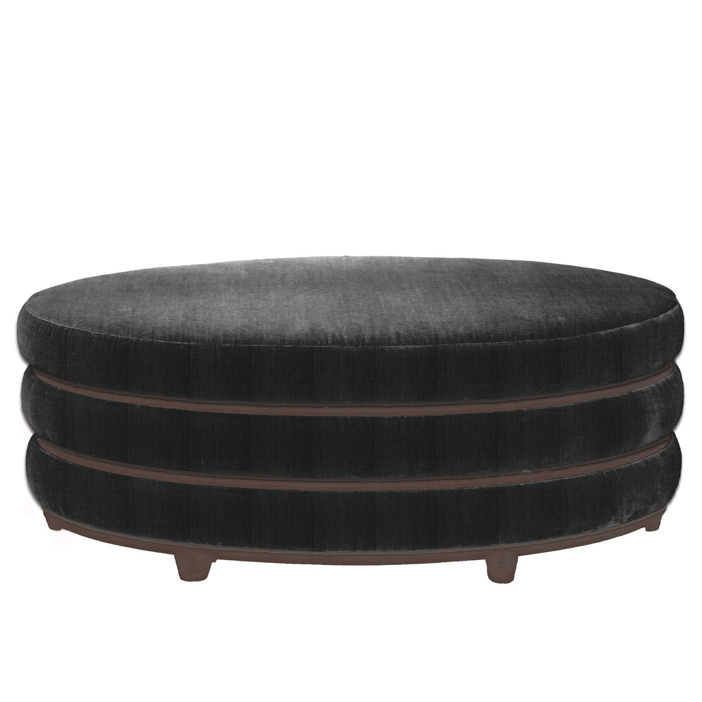 Coffee Linen Storm Edge Triple Banded OB Ottoman, front view