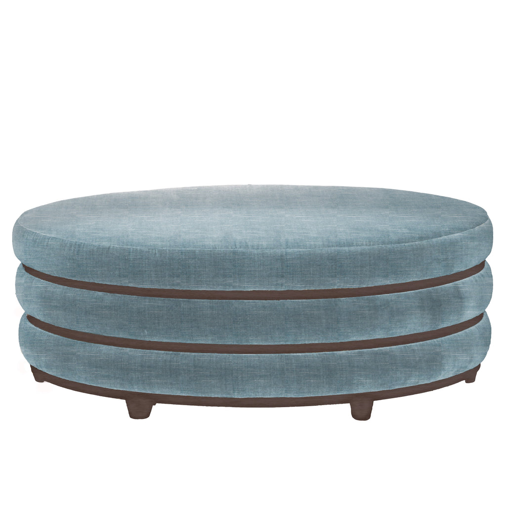 Coffee Velvet Mineral Triple Banded OB Ottoman, front view