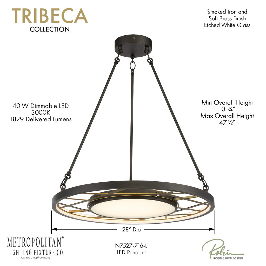 28" Tribeca LED Pendant, dimensions and specs