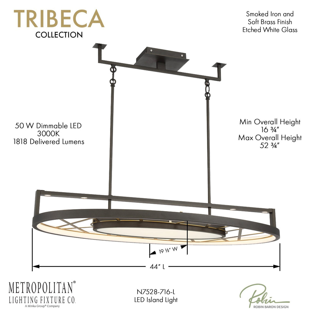Tribeca 44" LED Island, dimensions and specs