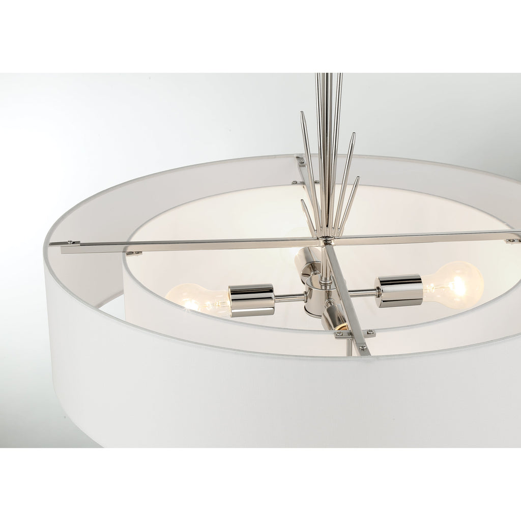 Gramercy 4 Light Pendant, close up top angled front view