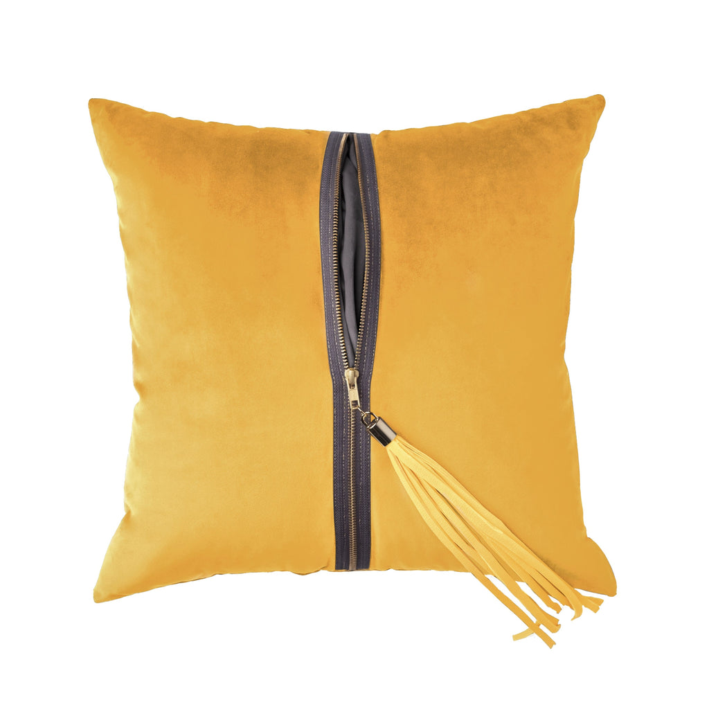 Canary/Porpoise Velvet UnZipped Pillow, front view