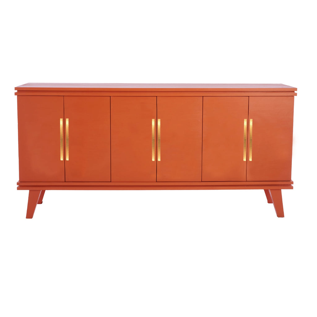 Baroness Orange Rochelle Credenza with Linear Long, front view