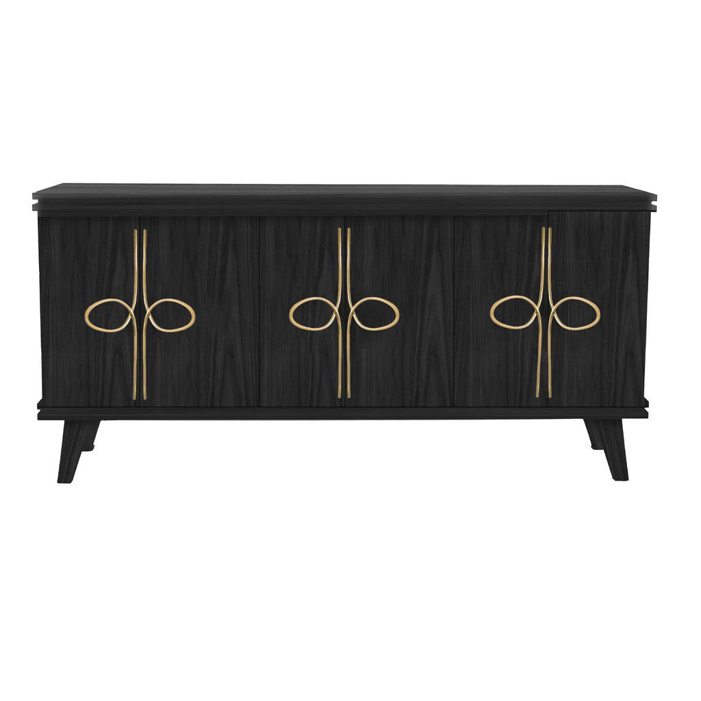 Ebonized Walnut Rochelle Credenza with Looped Large, front view
