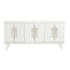 White Warm Rochelle Credenza with Polished Nickel Comb Large, front view