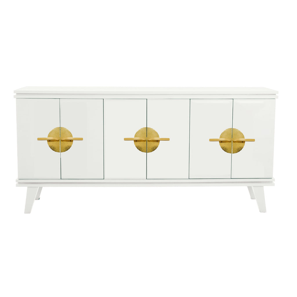 Warm White Rochelle Credenza with Eclipse, front view