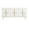 Warm White Rochelle Credenza with Satin Brass Looped Large, front view