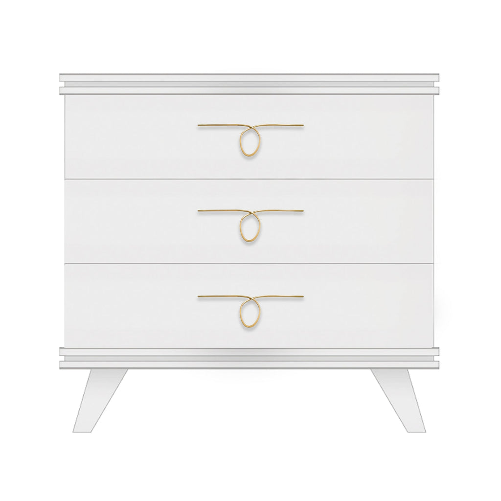 Warm White Rochelle Dresser with Looped Small, front view