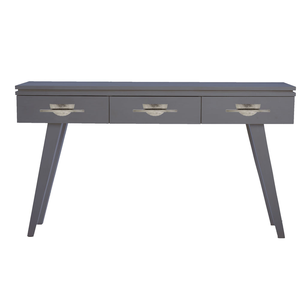 Pebble Gray Rochelle Console with Eclipse Long, front view