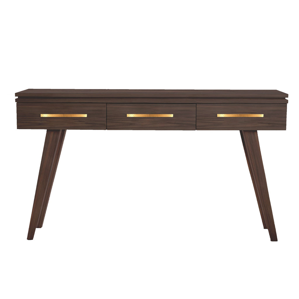 Perfect Walnut Rochelle Console with Linear Long, front view