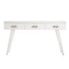 Warm White Rochelle Console with Polished Nickel Fleur Small, front view
