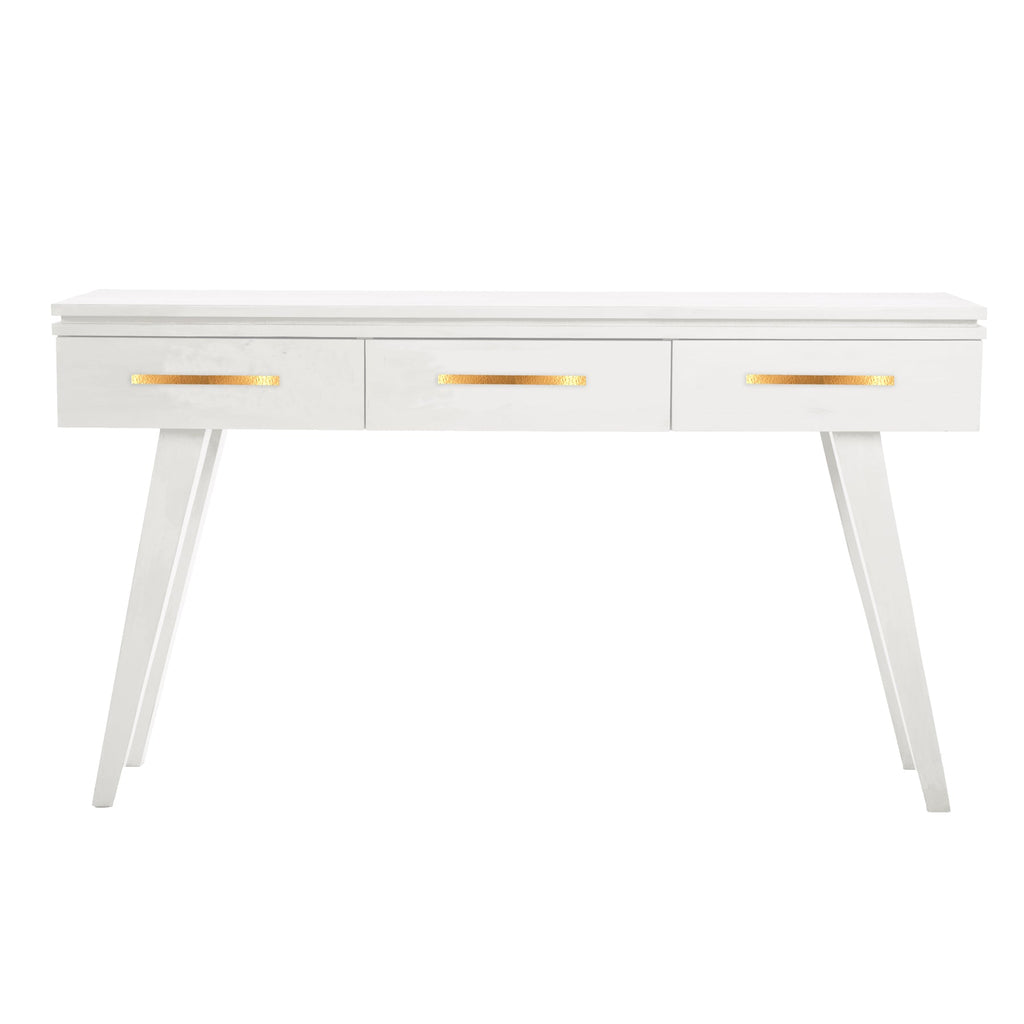 Warm White Rochelle Console with Linear Long, front view