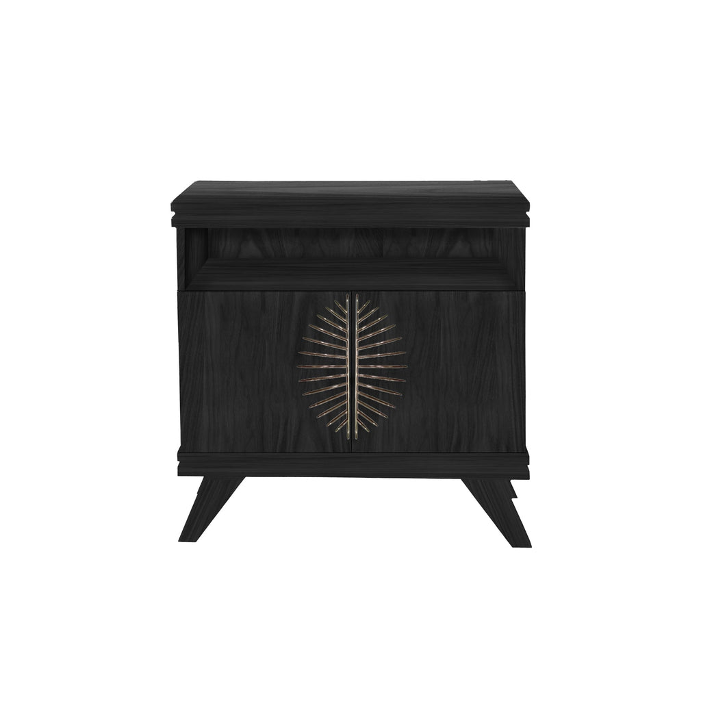 Ebonized Walnut Rochelle Nightstand with Burst Long, front view