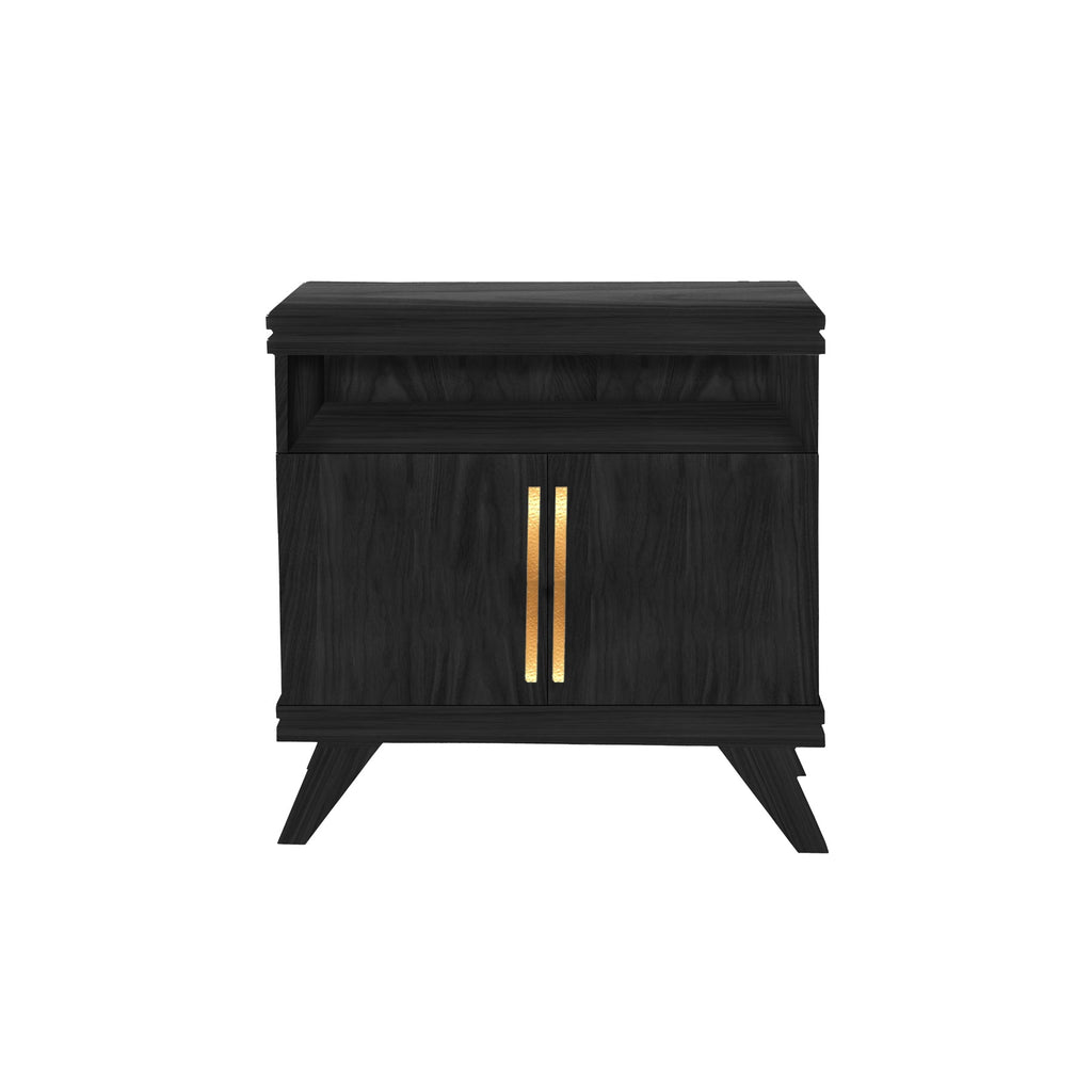 Ebonized Walnut Rochelle Nightstand with Linear Long, front view