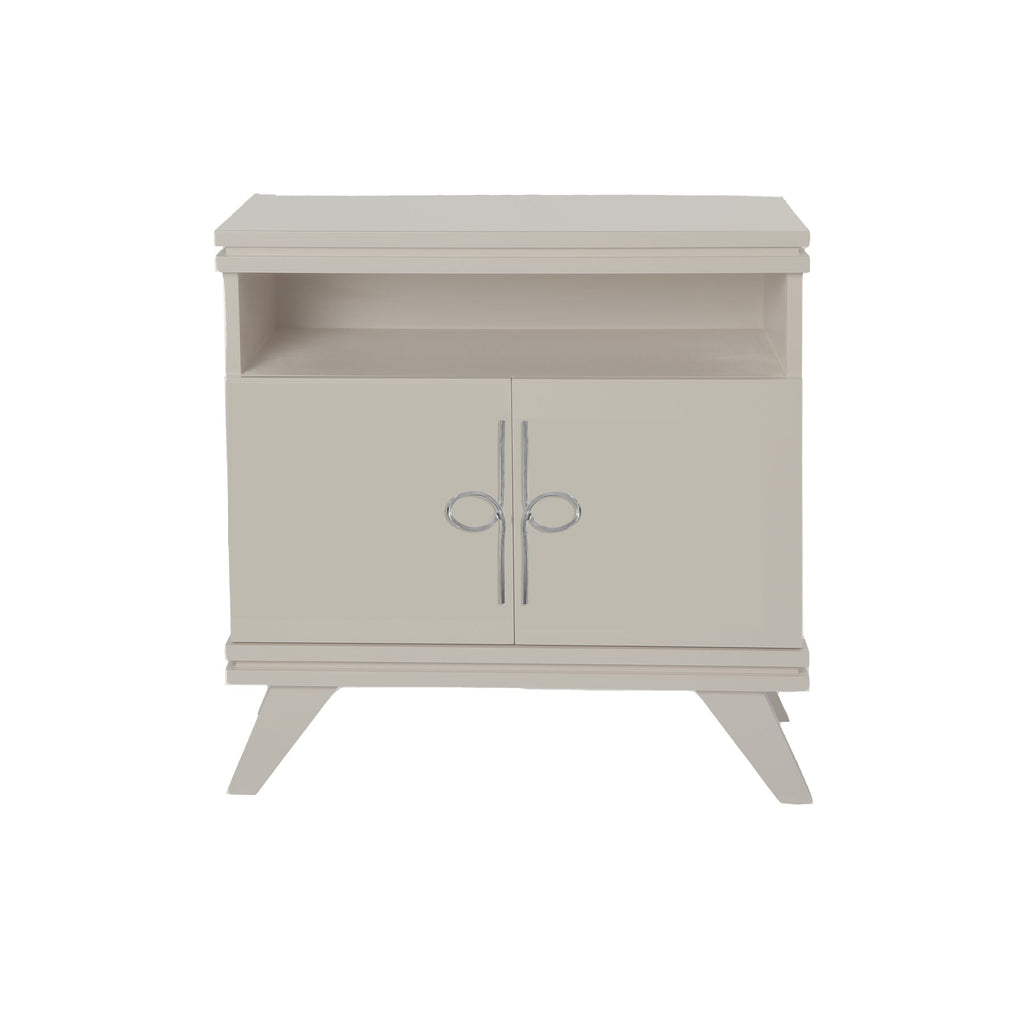 Light Taupe Rochelle Nightstand with Looped Small, front view
