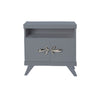 Pebble Gray Rochelle Nightstand with Polished Nickel Demi Fleur Large, front view