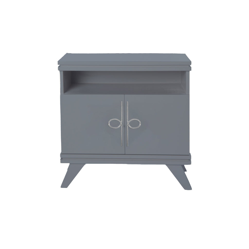 Pebble Gray Rochelle Nightstand with Looped Small, front view