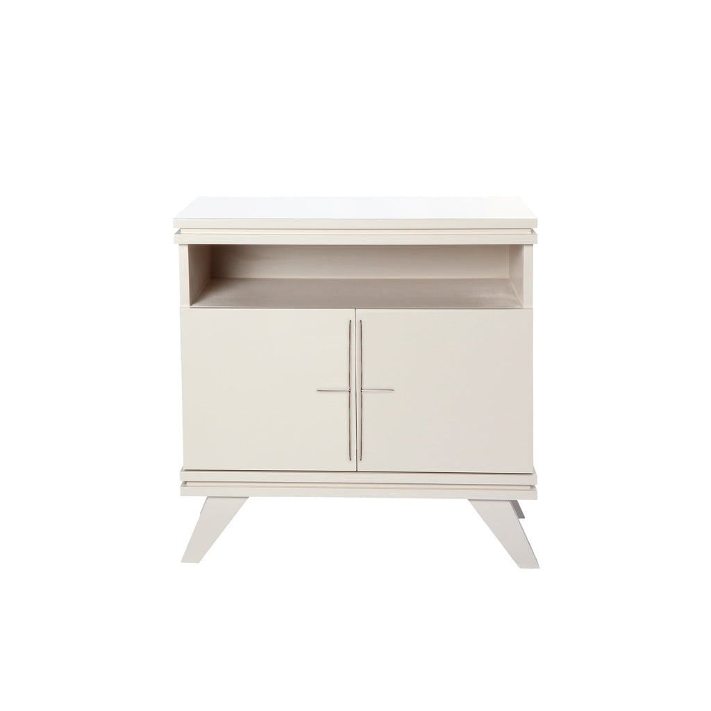 Warm White Rochelle Nightstand with Comb Junior, front view