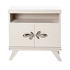 Warm White Rochelle Nightstand with Polished Nickel Demi Fleur Large, front view