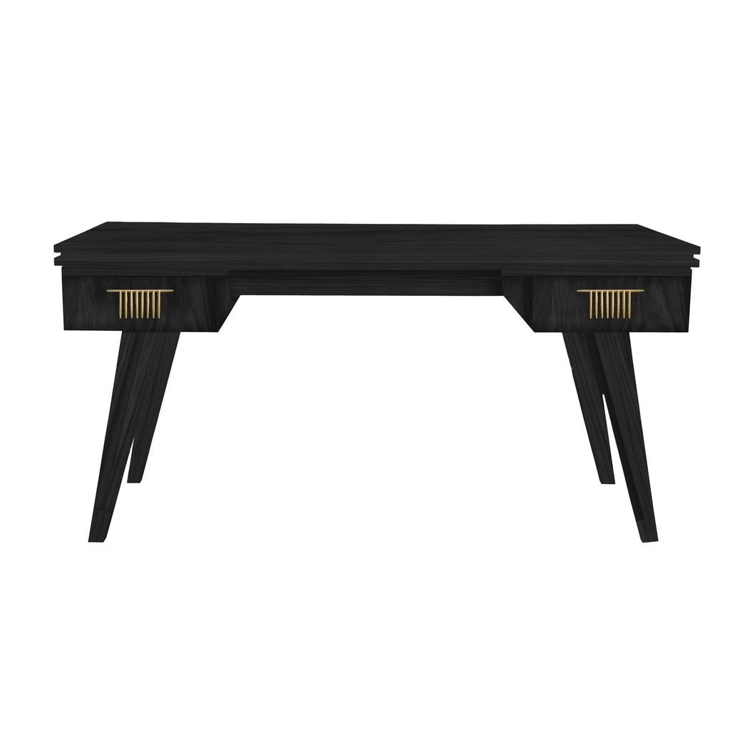 Ebonized Walnut Rochelle Writing Desk with Comb Small, front view