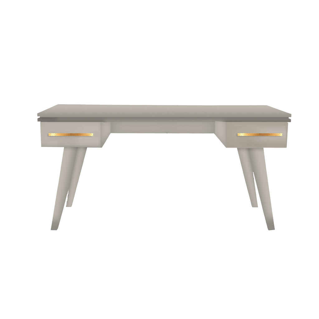 Light Taupe Rochelle Writing Desk with Linear Long, front view
