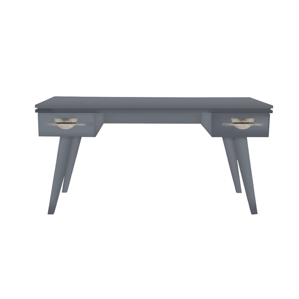 Pebble Gray Rochelle Writing Desk with Eclipse Long, front view