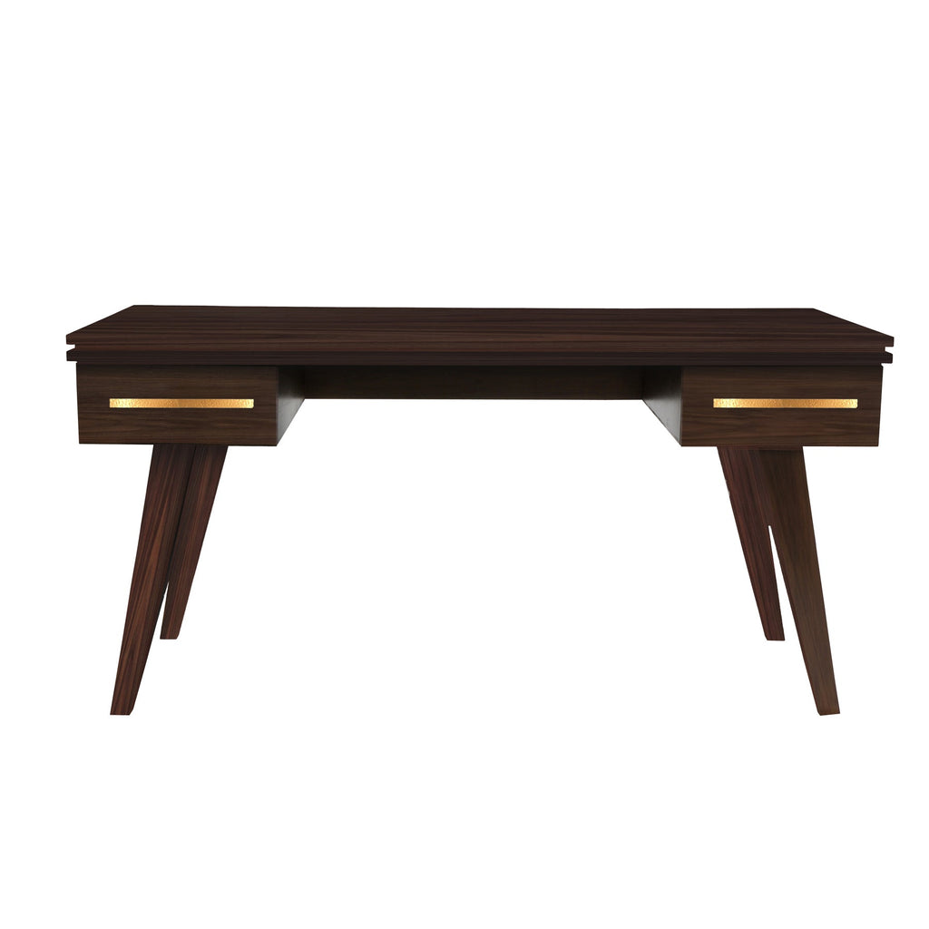 Perfect Walnut Rochelle Writing Desk with Linear Long, front view