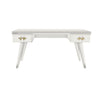 Warm White Rochelle Writing Desk with Matte Gold Fleur Small, front view