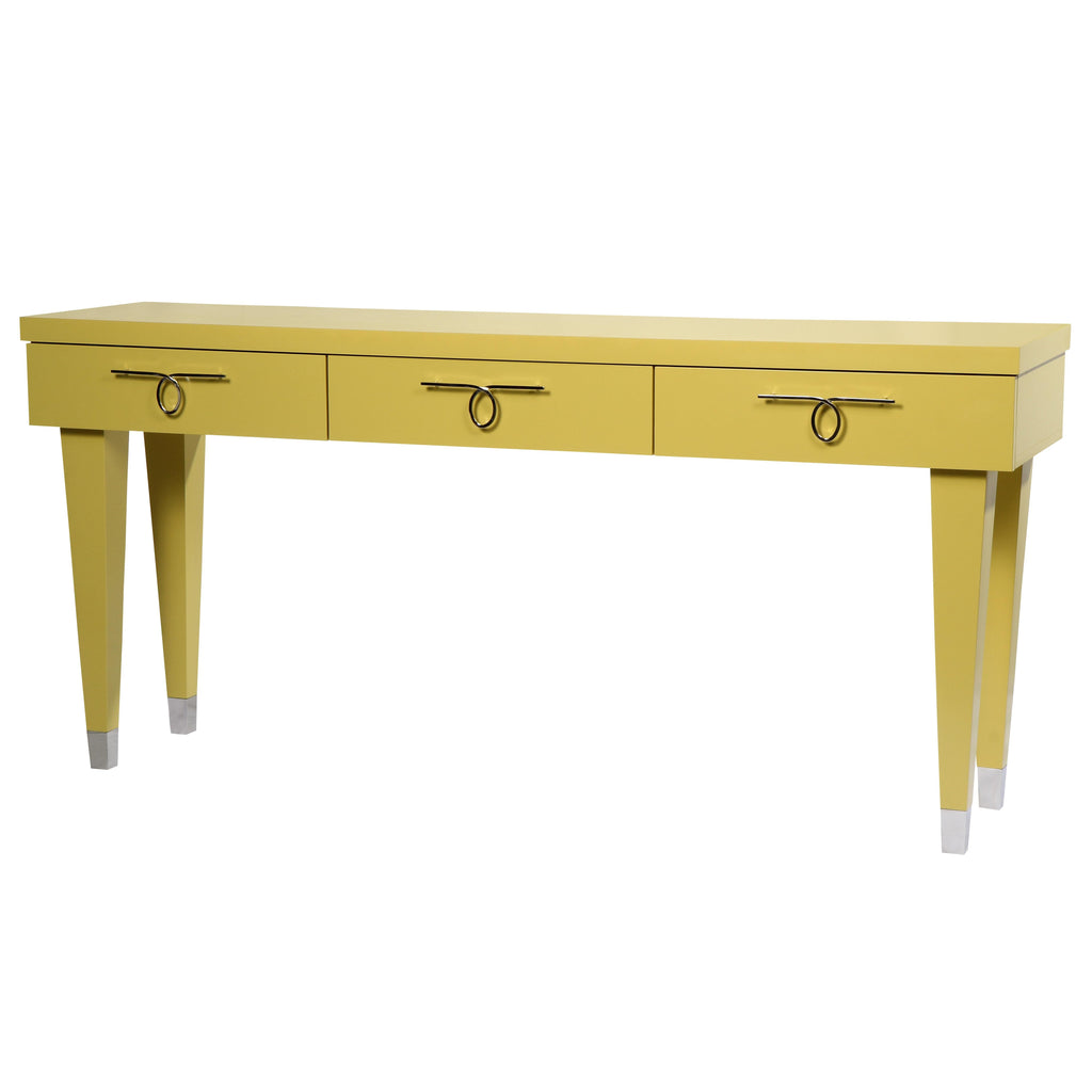 Citron Gold Chloe Console, angled view