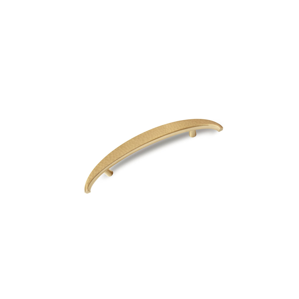 Satin Brass Crescent Hammered Pull, front view