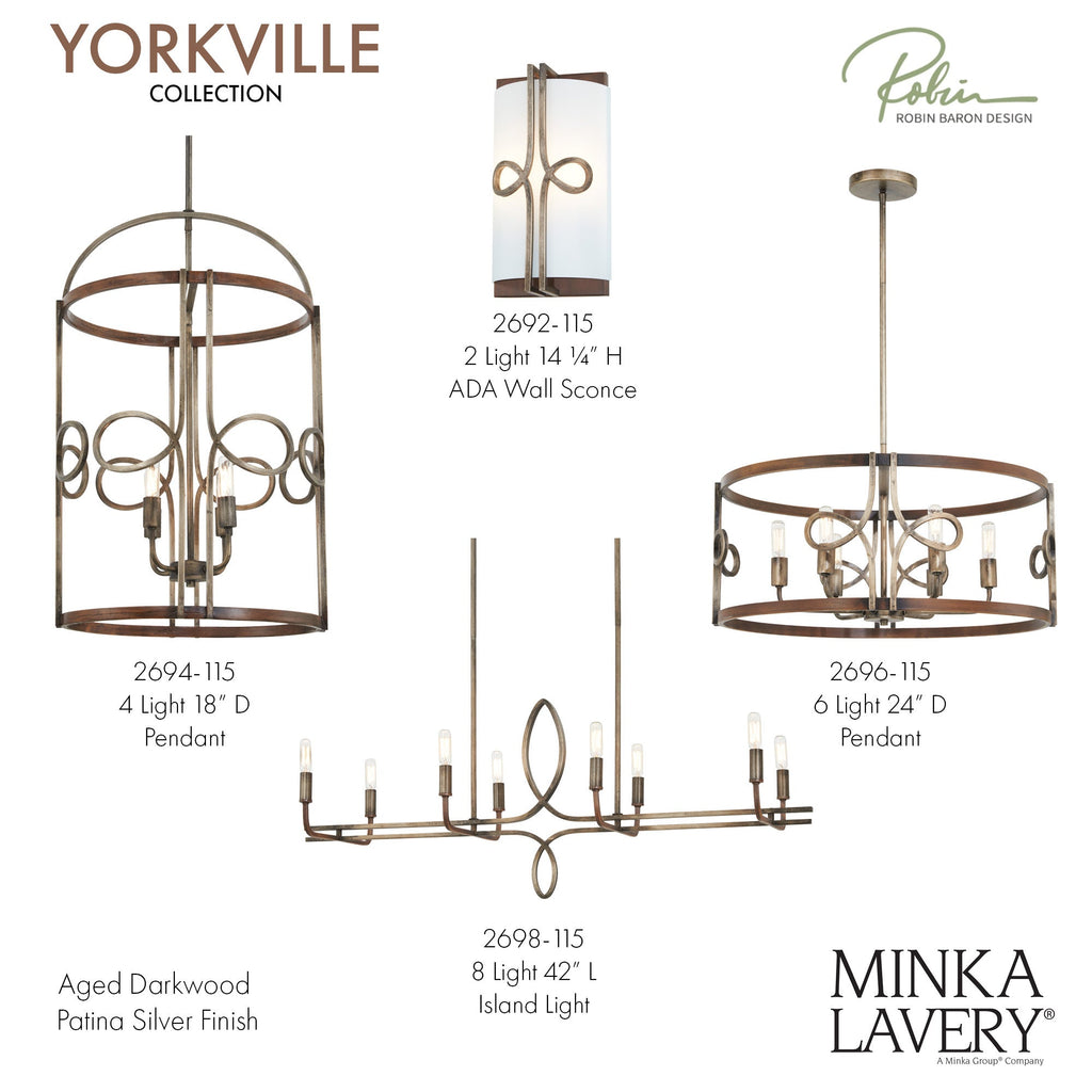 The full Yorkville Collection, designed by Robin Baron for Minka Group