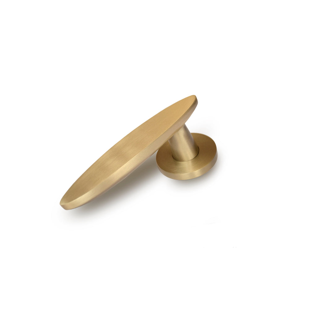 Satin Brass Silhouette Lever, front view