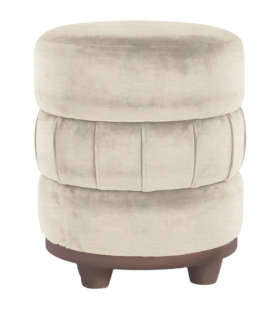 Coffee Velvet Cashmere Triple Tiered LB Ottoman, front view
