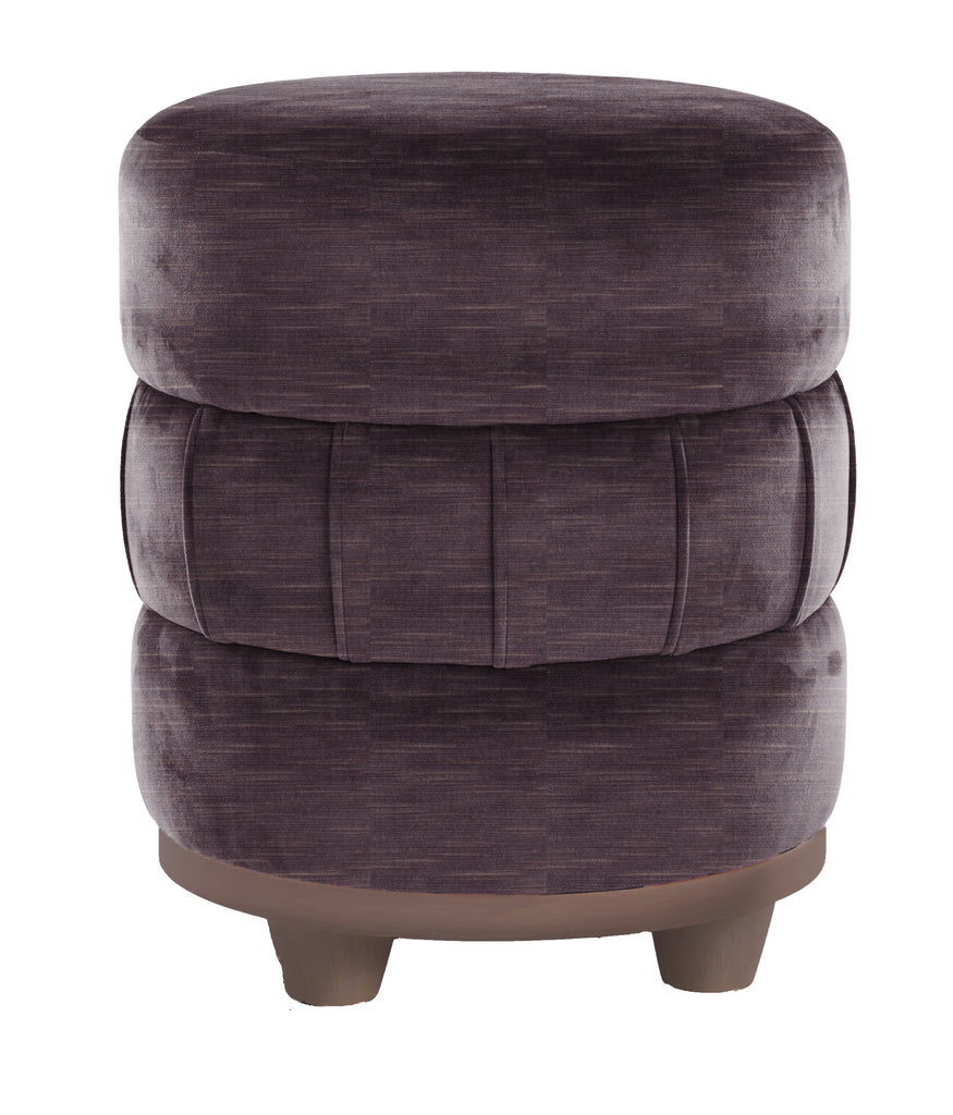 Coffee Velvet Violet Triple Tiered LB Ottoman, front view