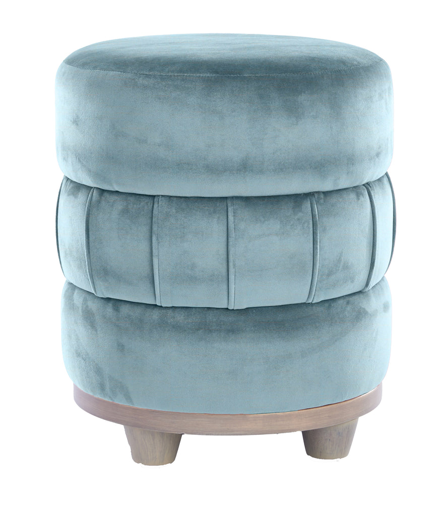 Gray Fog Velvet Mineral Triple Tiered LB Ottoman, front view