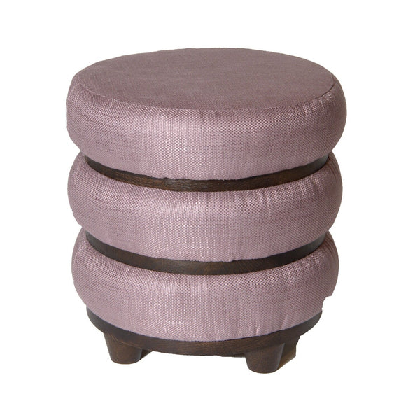 Triple Banded Pink LB Ottoman, front view