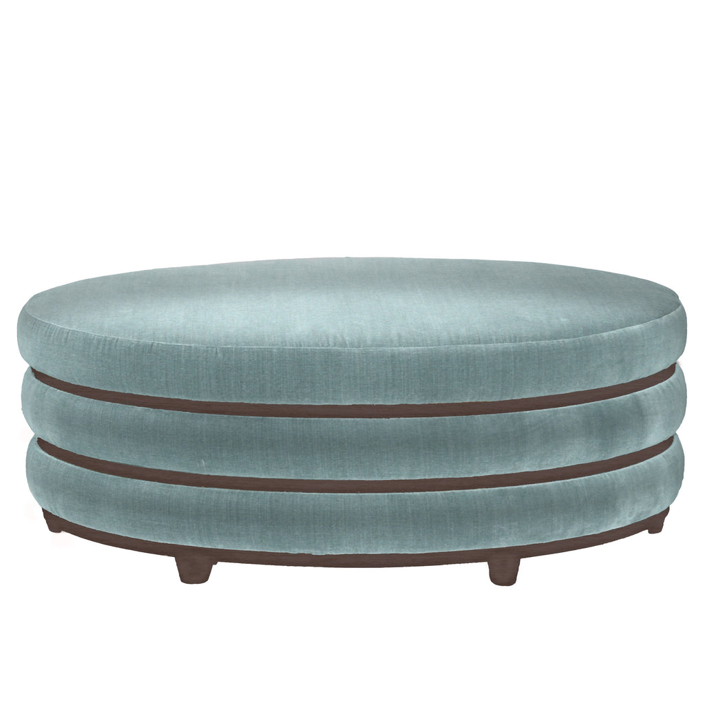 Coffee Linen Sea Bling Triple Banded OB Ottoman, front view