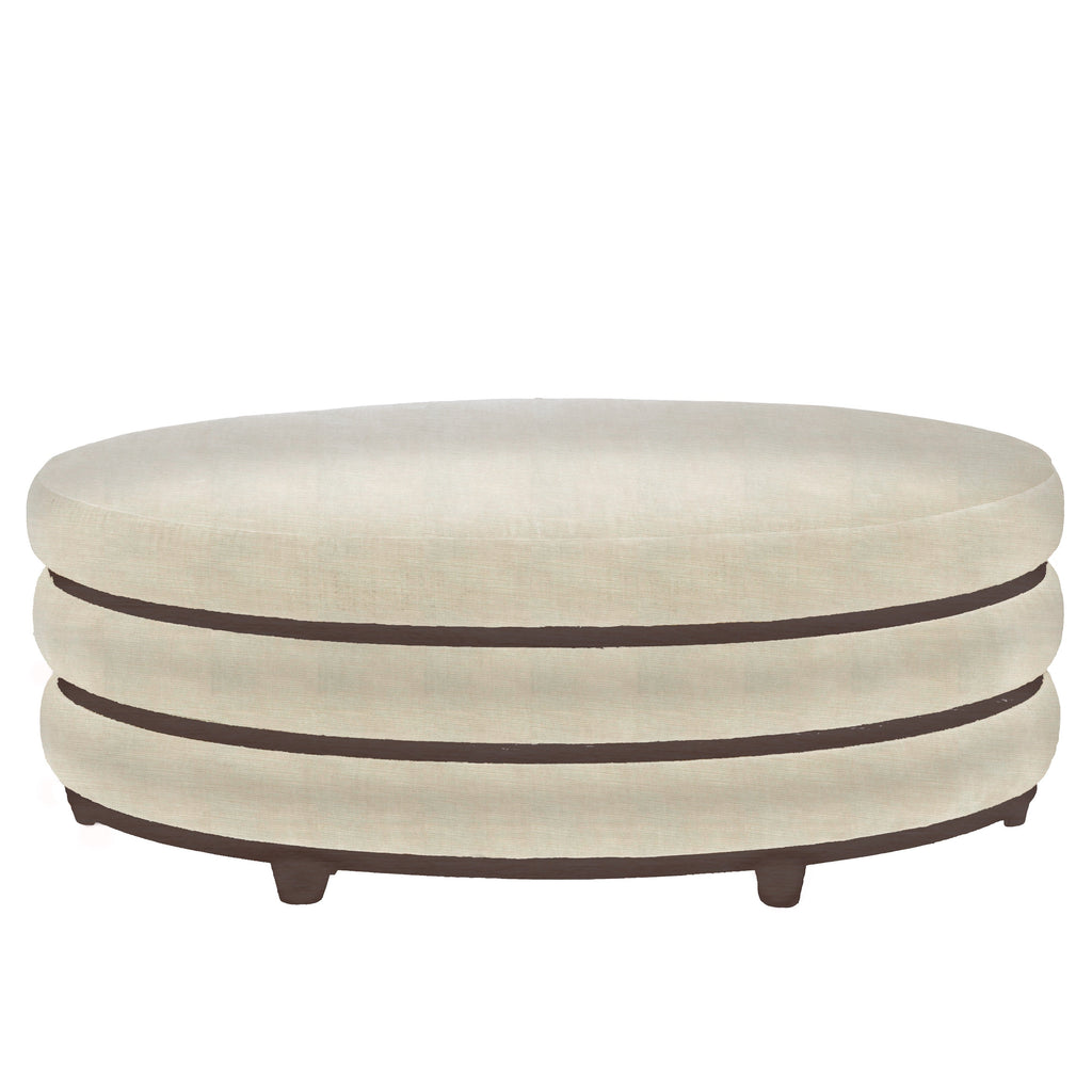 Coffee Velvet Cashmere Triple Banded OB Ottoman, front view