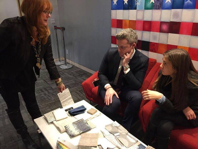 Designer Robin Baron with Ryan Serhant and Emilia Bechrakis